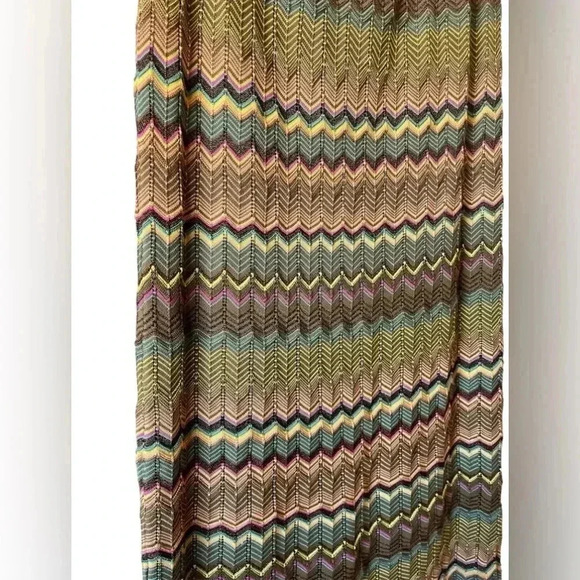 Double D Ranch Crochet Pointelle Colorblock Stripe Maxi Skirt Size M - Picture 2 of 6